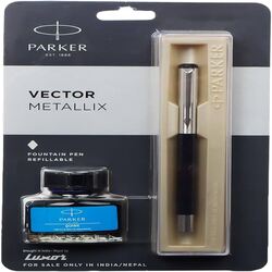 PARKER VECTOR METALLIX FOUNTAIN PEN WIITH INK